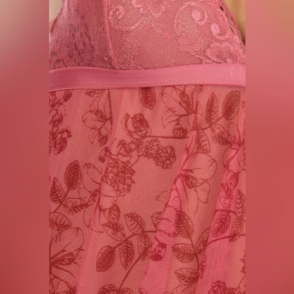 French Affair CHÉRIE PRINTED MESH AND LACE BABYDOLL size L - Picture 4 of 9